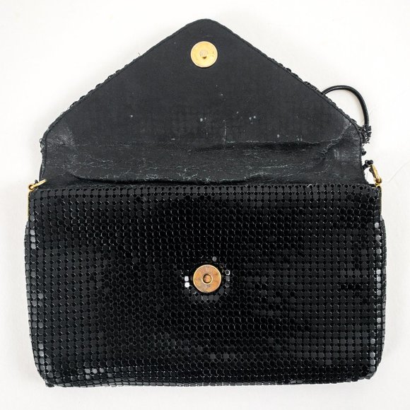 Vintage 70s Chainmail Embellished Purse Black - Picture 5 of 12